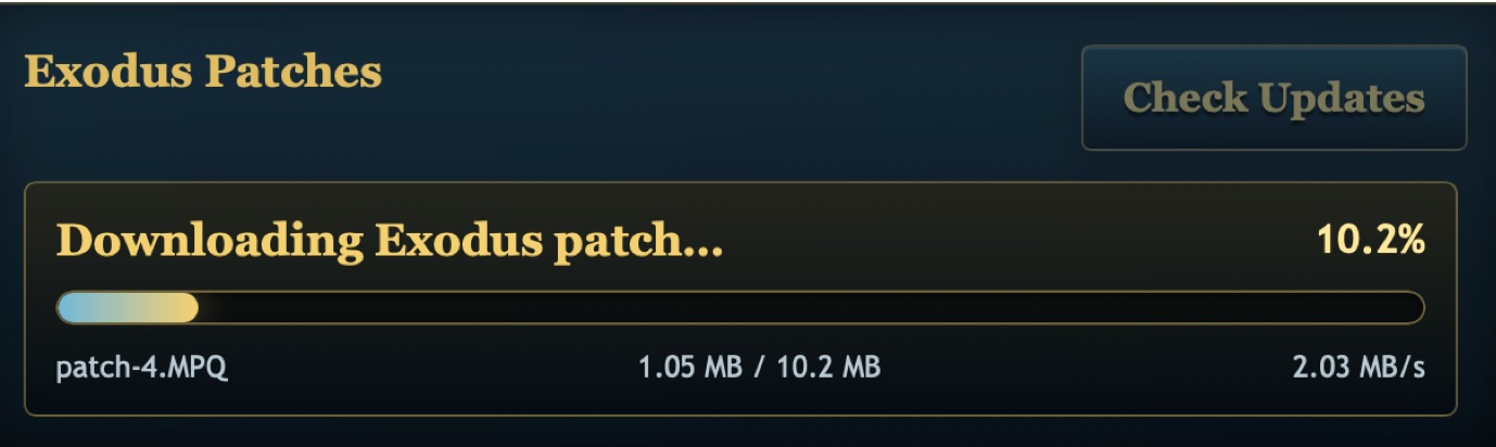 Exodus Launcher downloading patch